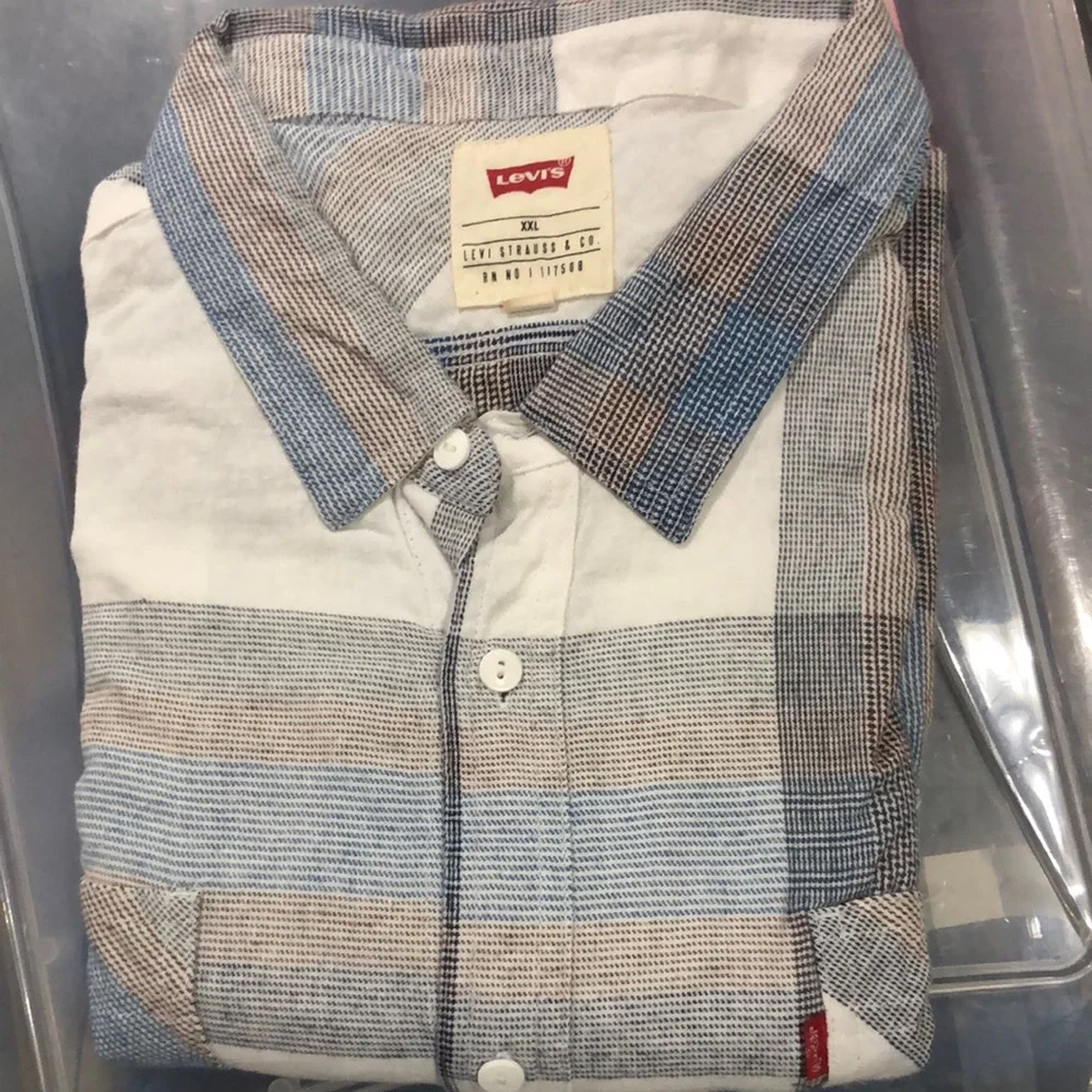 Levi's Men's Blue and White long‎ sleeve Shirt